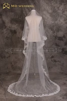 5m romantic one layer appliqued cathedral length crochet bridal wedding veil comb mantilla wedding accessories md3042