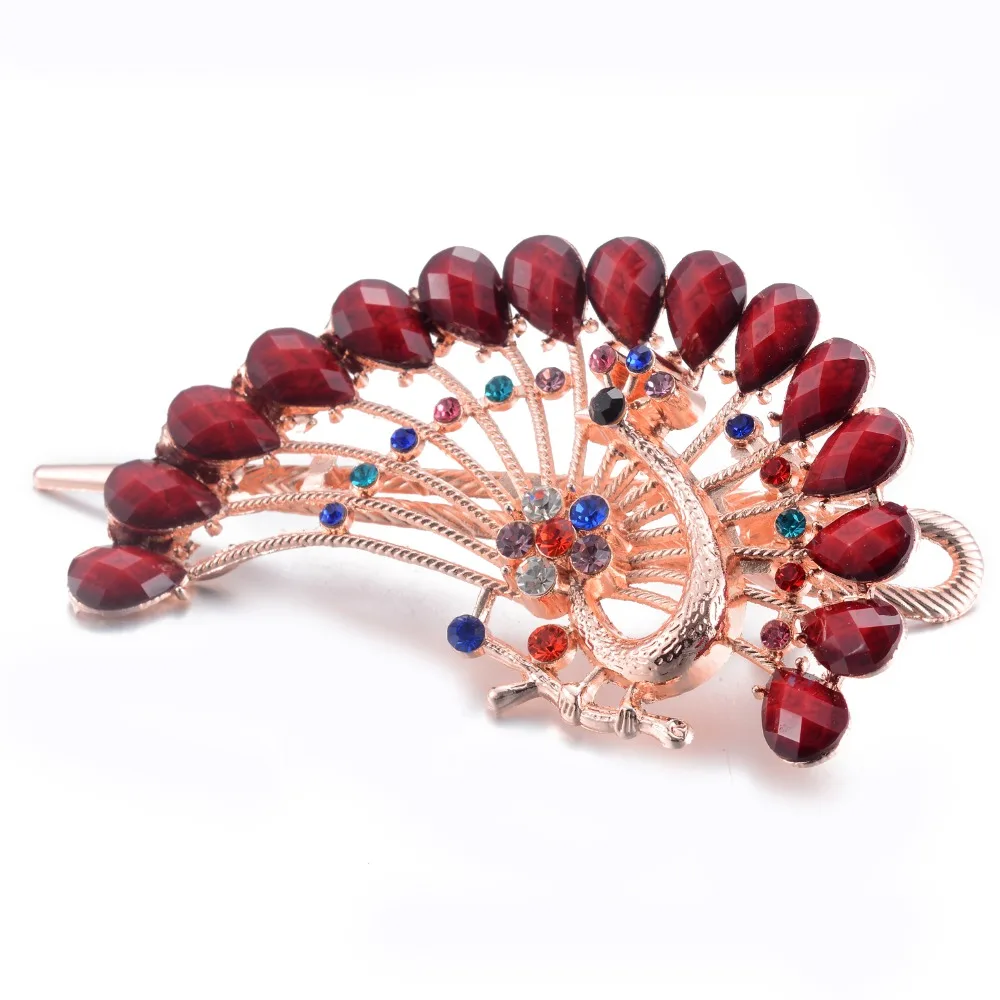 Золотые ювелирные изделия для волос, стразы из смолы, заколки с павлином для женщин и девушек, свадебные аксессуары для волос, трендовые заколки для волос, украшения, подарки
