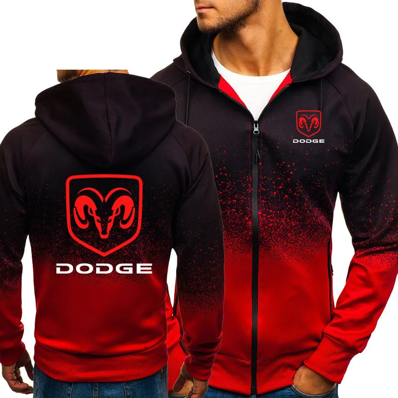 Толстовки мужские Dodge Car с логотипом, повседневные Хип-хоп Harajuku, градиентные цвета, с капюшоном, флисовые мужские толстовки, куртка на молнии, мужская одежда - Цвет: 802