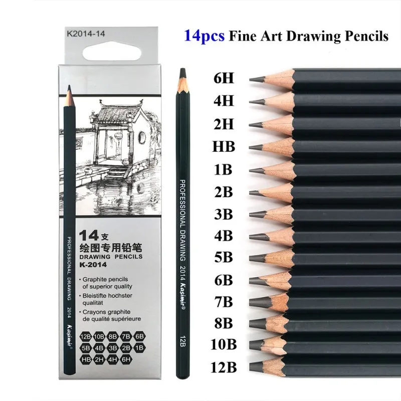 14 Pcs/set HB 2B 6H 4H 2H 3B 4B 5B 6B 10B 12B 1B Pencils Writing Supplies Office School Sketch and Drawing Pencil Set | Канцтовары для