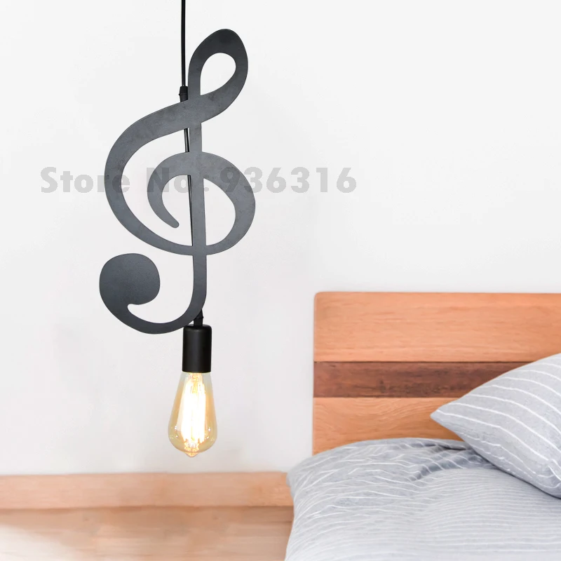 Blueking E27 творческий черный подвесной светильник led нот Утюг висит ресторан бар