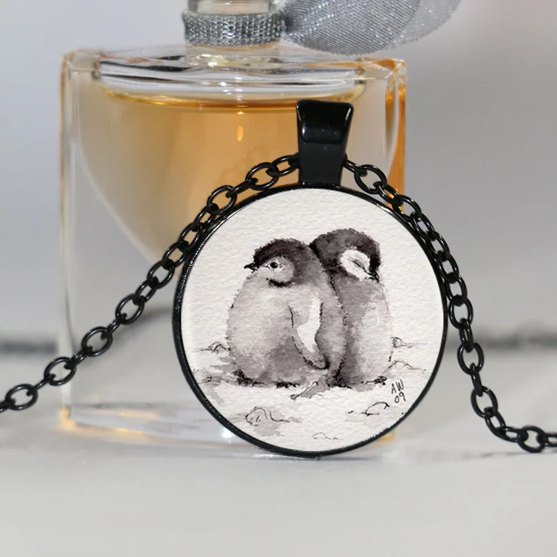 Милое модное ожерелье с маленьким Пингвином из мультфильма женское стеклянное