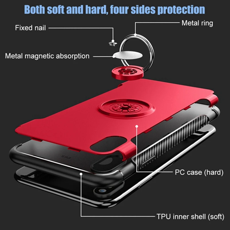 Magnetic Car Holder Phone Case for iPhone 8 plus Cover Finger Ring Stand Coque XR XS Max X 6 7 Full Protect |