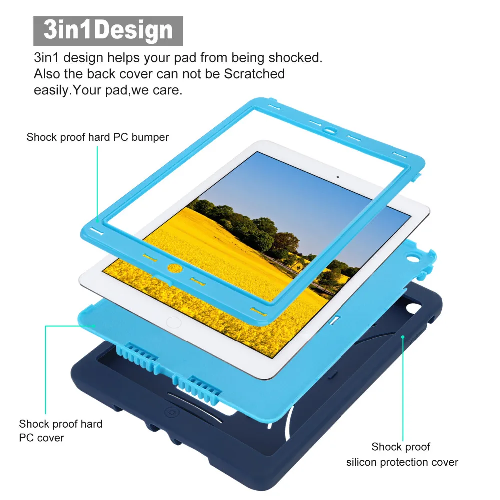 Чехол для Apple ipad Air сверхмощный пыленепроницаемый/ударопрочный резиновый ЖЕСТКИЙ