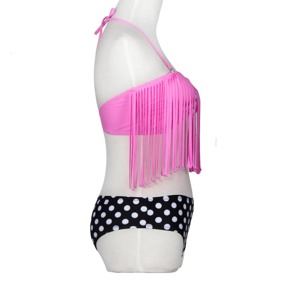 Сексуальный купальник в горошек с кисточками женские бикини купальные костюмы