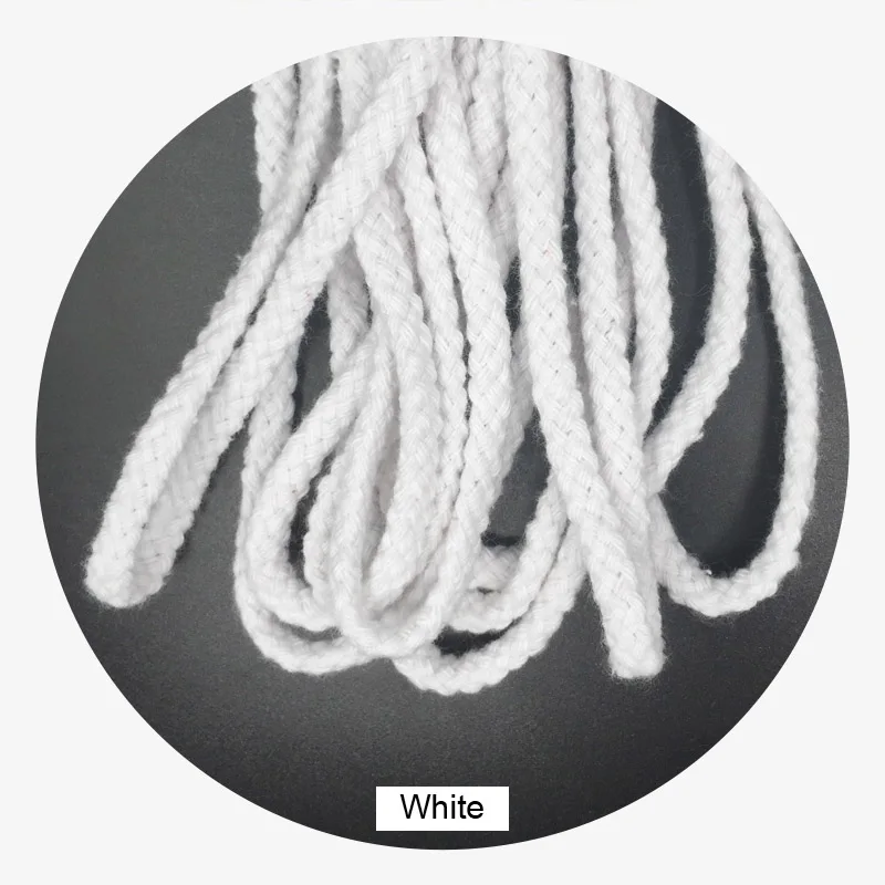 white ZYFMPTEX самая дешевая 5 метровая длина 5 мм цветная хлопчатобумажная веревка 14 цветных декоративных шнуров для рукоделия дома - Цвет: white