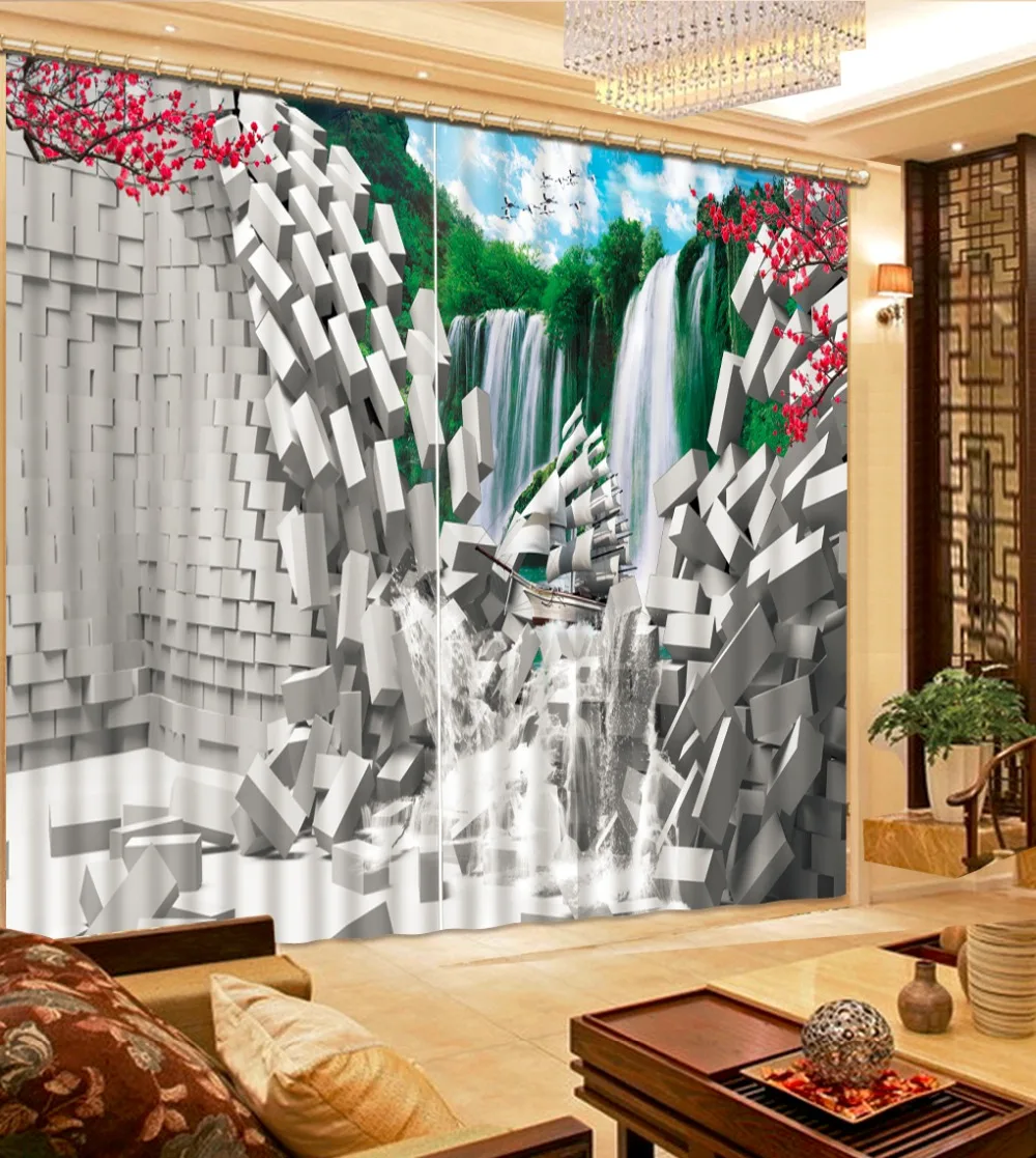 Пользовательские 3d шторы Водопад кухонные стереоскопические для детской