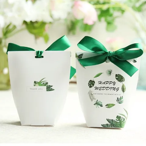Континентальный Sen креативная сахарная коробка на свадьбу, свадебная конфетная сумка с зеленым листком, праздничная Свадебная Конфета в коробке, вечерние конфеты Bomboniere