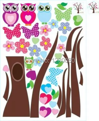 Наклейки на стену с совами птицами цветами деревьями съемные виниловые наклейки