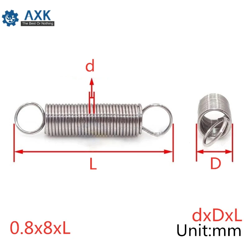

20 шт. 0,8x8 мм 0,8 мм пружина из нержавеющей стали с двойным крючком удлинительные пружины внешний диаметр 8 мм длина 25-60 мм