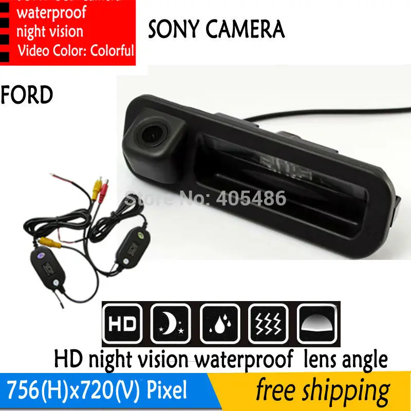 

WIFI wireless car SONY trunk handle WIFI camera Car rear view camera For Ford Focus Mondeo Kuga camera color waterproof led