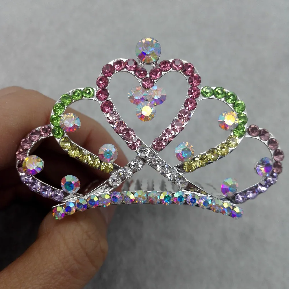 Handmade Crown hair combs Bridal women crystal rhinestone girl tiara head jewelry wedding party accessories ornaments W41 |