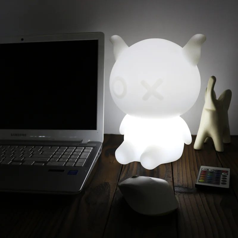 Novelty USB Led Night Light cartoon bear Seven color change remote controller desk lamp light gift for Baby Children | Лампы и