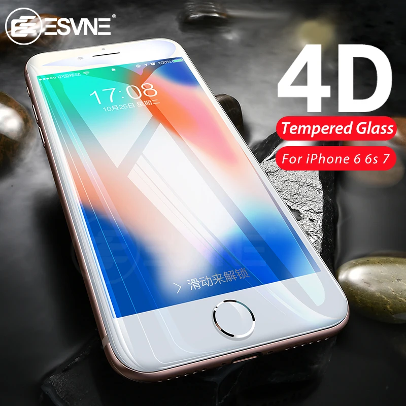 ESVNE 4D изогнутый край защитное стекло для айфон 6 6s 7 Plus Экран Full Cover на Стекло HD
