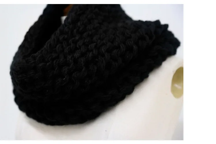 Качественный плотный вязаный тканевый шарф кольцо для женщин однотонный зимний