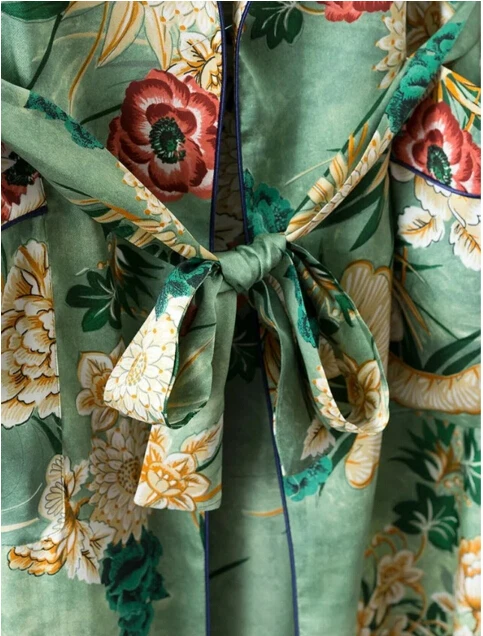 Кимоно женское с цветочным принтом и поясом в этническом стиле|cardigan blouse|blouses
