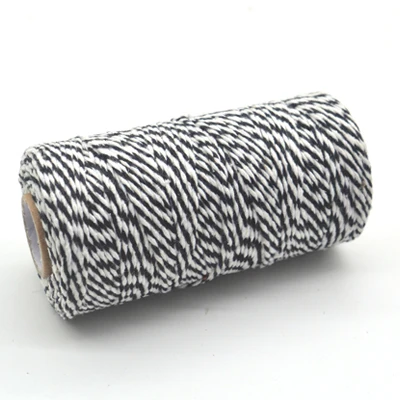 black 001 100 м/рулон 2ply Bakers Шпагат Веревка хлопок шнуры Веревка для дома Рождественский подарок ручной работы упаковка ремесла проекты DIY - Цвет: black 001