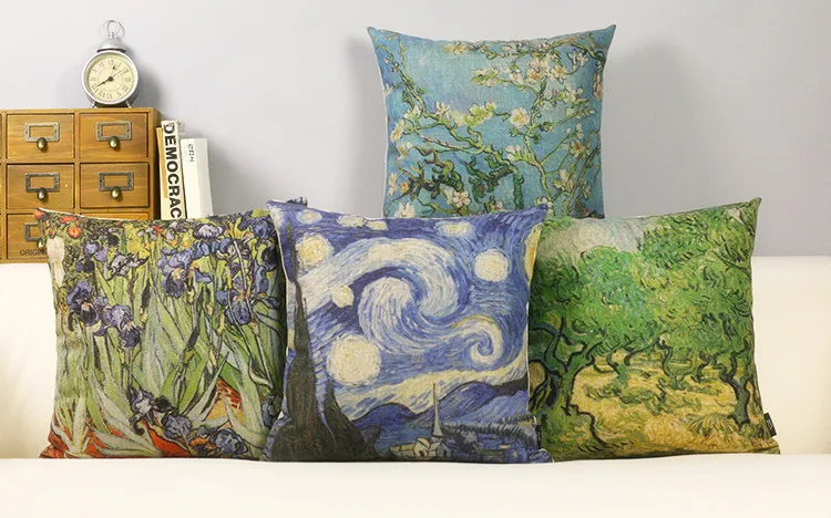 Ван Гог Картина маслом подушки звезды цветы белье Подушка Home Decrotive подушка офис
