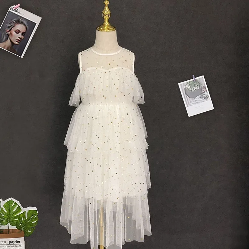girl white dress Детские платья для девочек летние футболки без рукавов для девочек; Цвета: белый, розовый, бежевый, длинное платье для детей, для девочек на вечеринки, цветок пэчворк Костюмы милый - Цвет: girl white dress