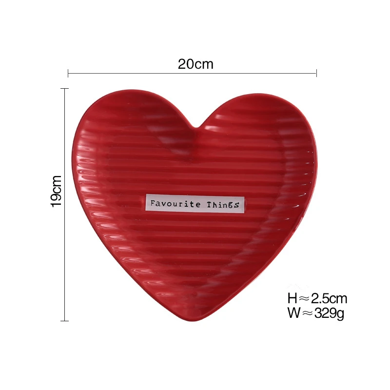 Red Large 1 шт., посуда в форме сердца, керамическая обеденная тарелка, фарфоровая тарелка для десерта, столовая посуда, тарелка для торта, для свадьбы, набор тарелок из Китая - Цвет: Red Large