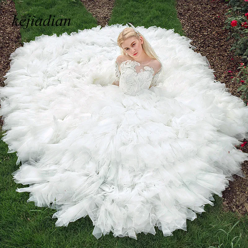 

ball gown Wedding Dresses tiered 2020 Lace Vestidos De Novia Plus Size Bride dress Bridal Gowns Custom made