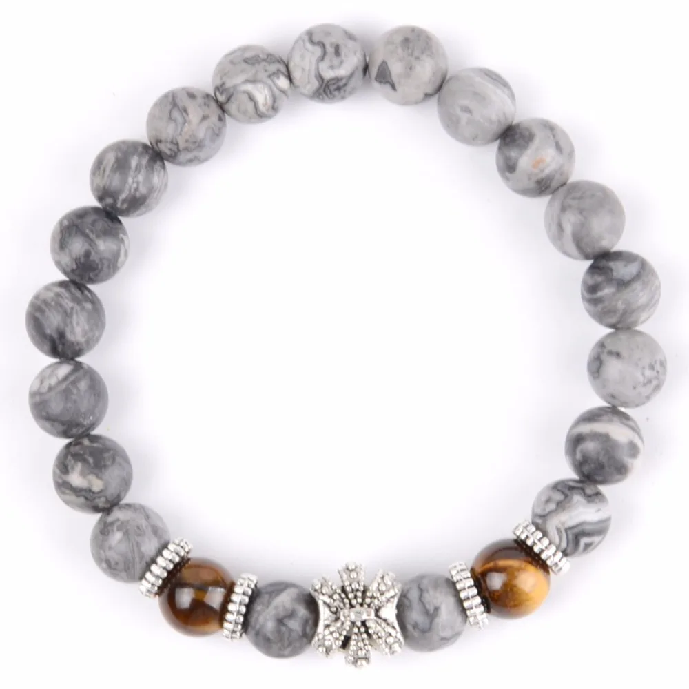Trendy Crown Charm Bracelets For Women India Agates Jaspers Stone Beaded Bracelet Men Wristband Jewelry Wholesale Pulseras | Украшения и