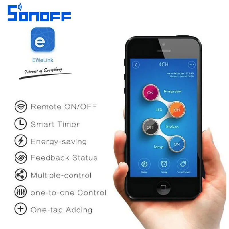 Sonoff 4CH Pro умный дом RF Wifi светильник переключатель рабочие режимы блокировка