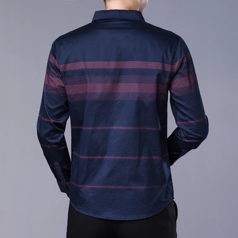 MIACAWOR/Новые мужские рубашки полосатая рубашка мужская повседневная с длинным