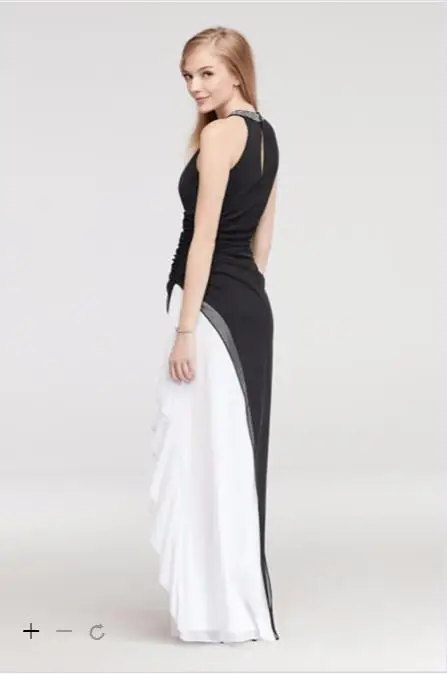 2016 Шифон Линии Пром Платья Из Бисера Высокая Шея лиф с боковыми Драпированные