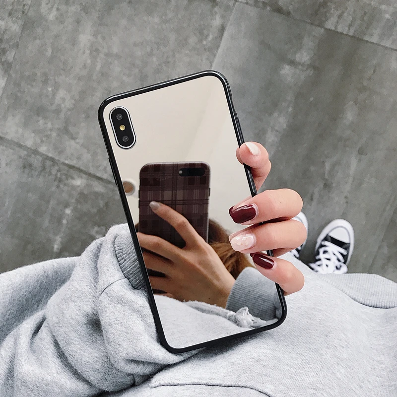 Роскошный женский зеркальный чехол с покрытием для iphone XS MAX XR X 6 6s 7 8 Plus чехлы