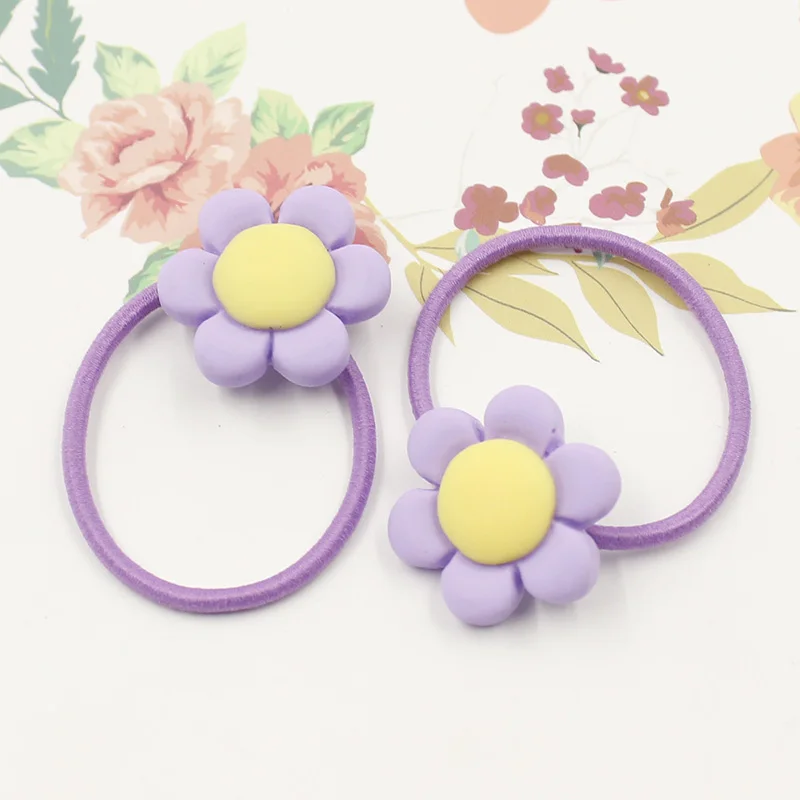 12PC Purple Flower 2 12 шт./лот 3 см Детские резинки для волос аксессуары для волос модные милые резинки для волос Веревка для девочек детские головные уборы - Цвет: 12PC Purple Flower 2