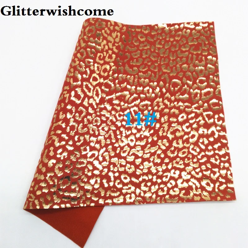 11 Glitterwishcome 21X29 см A4 Размер Vinil Para Lazos, листы из искусственной кожи, леопардовая искусственная кожа ткань для бантов, GM147A - Цвет: 11