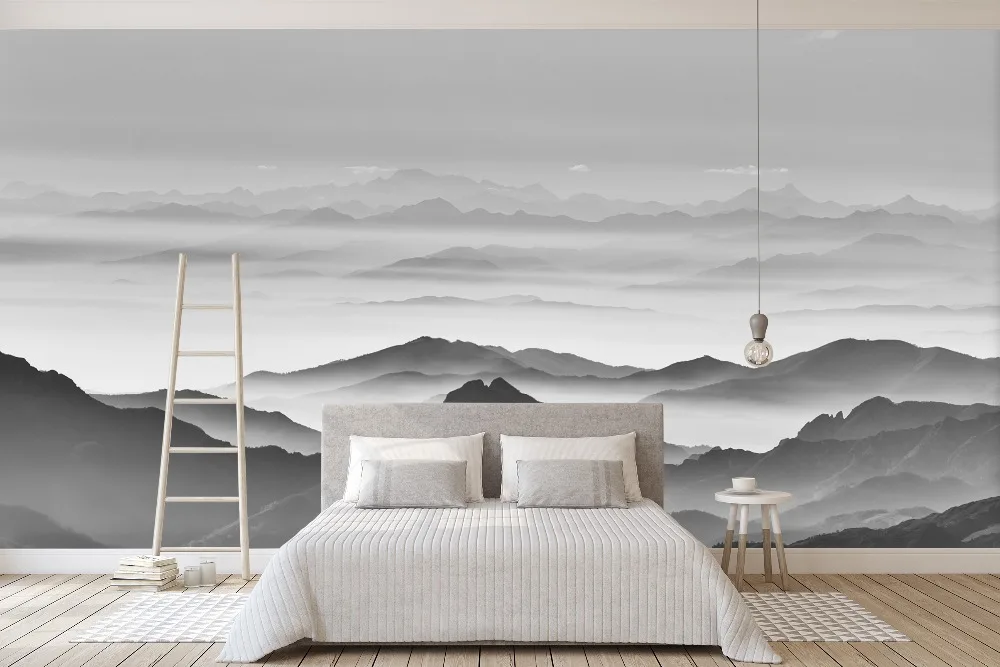 

[Self-Adhesive] 3D Grey Mountain Range 21 Wall Paper mural Wall Print Decal Wall Murals