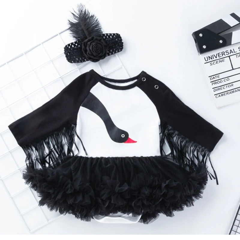Комплект одежды принцессы с черным лебедем для маленьких девочек милое платье +