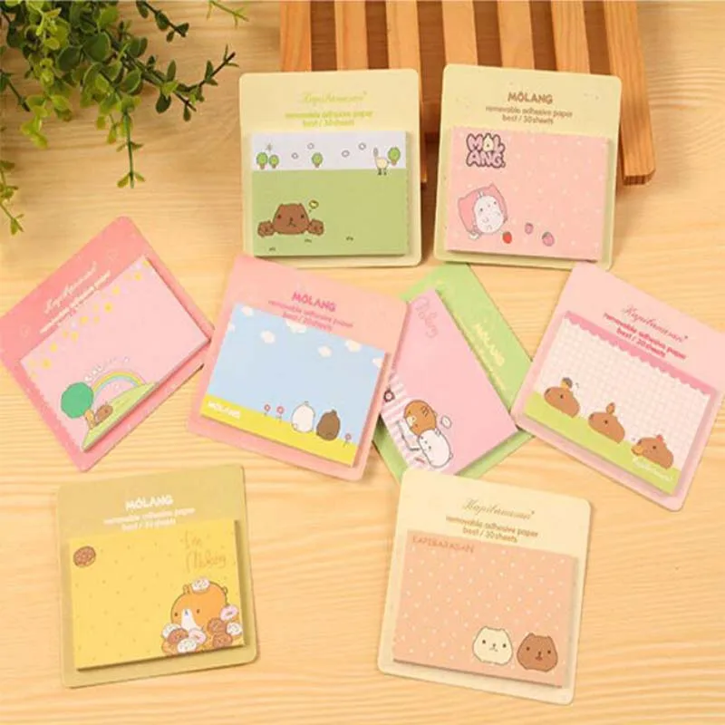 4 шт./партия Mini Molang Rabbit блокнот для заметок милые закладки канцелярская этикетка стикеры школьные принадлежности блокнот escolar