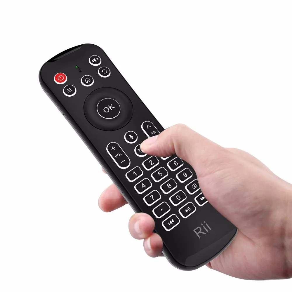 Rii 6 Axis Gyrosco Air mouse 2,4G мини-клавиатура с подсветкой и ИК-пультом дистанционного управления и микрофоном для Android Smart tv M630