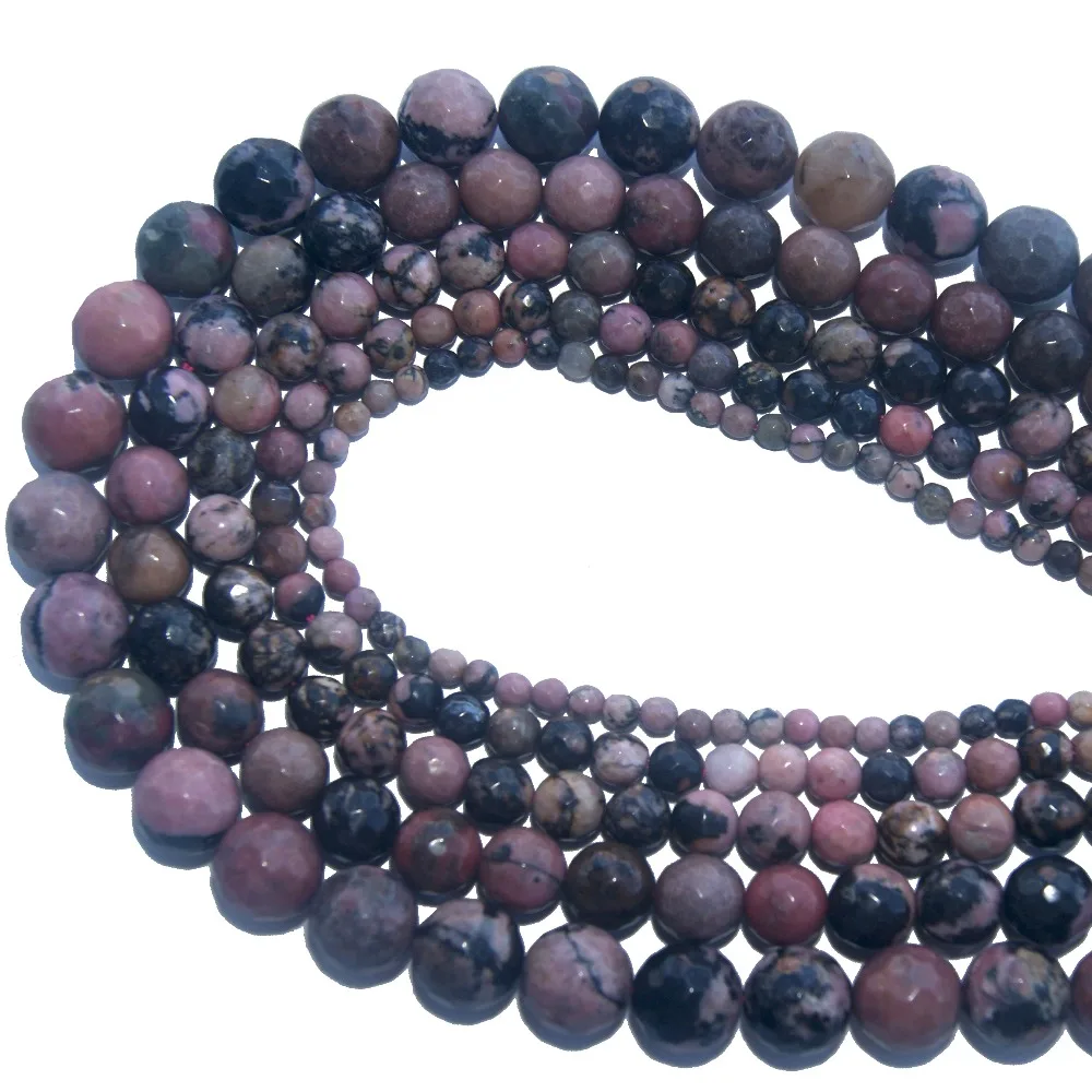 Faceted Natural Stone Black Lace Rhodonite Beads 4 6 8 10 12 MM Pick Size For Jewelry Making Charm DIY Bracelet Necklace | Украшения и