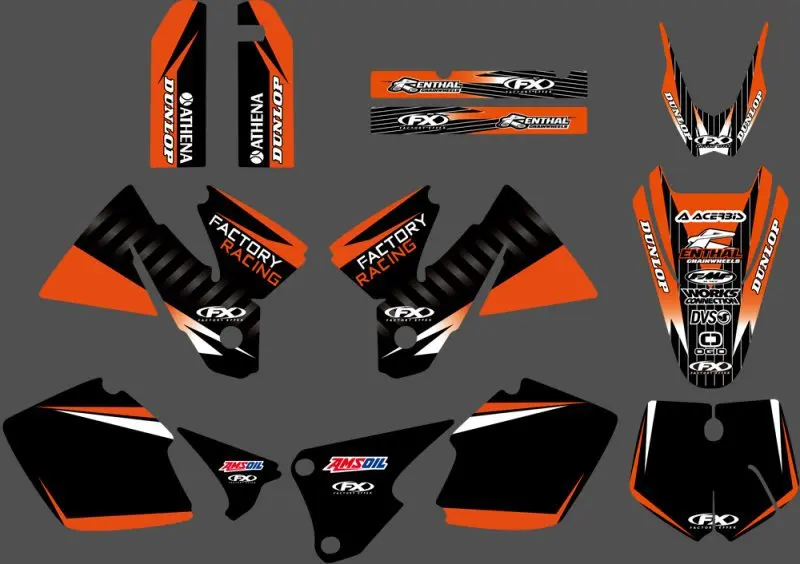 0287 новая команда графика с соответствующими наклейки фон для KTM 125 250 380 400 520 SX 200 300