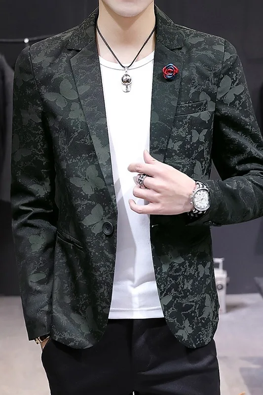 

HO 2020 leisure suit Male printed suit Young men's shadow on the new trend of cultivate one's morality suit