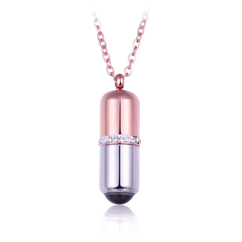 

YUN RUO Rose Gold Color 100 languages I love you Projection Pendant Necklace Titanium Steel Jewelry Woman Birthday Gift Not Fade