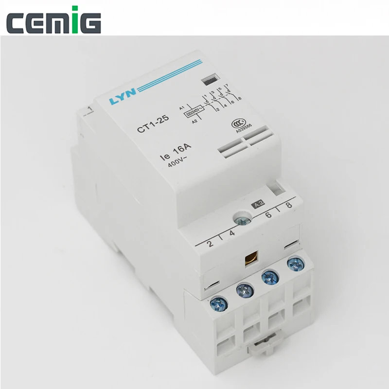 Модульный контактор переменного тока Cemig для бытового использования Φ 4P 16A 20A 25A 4NO