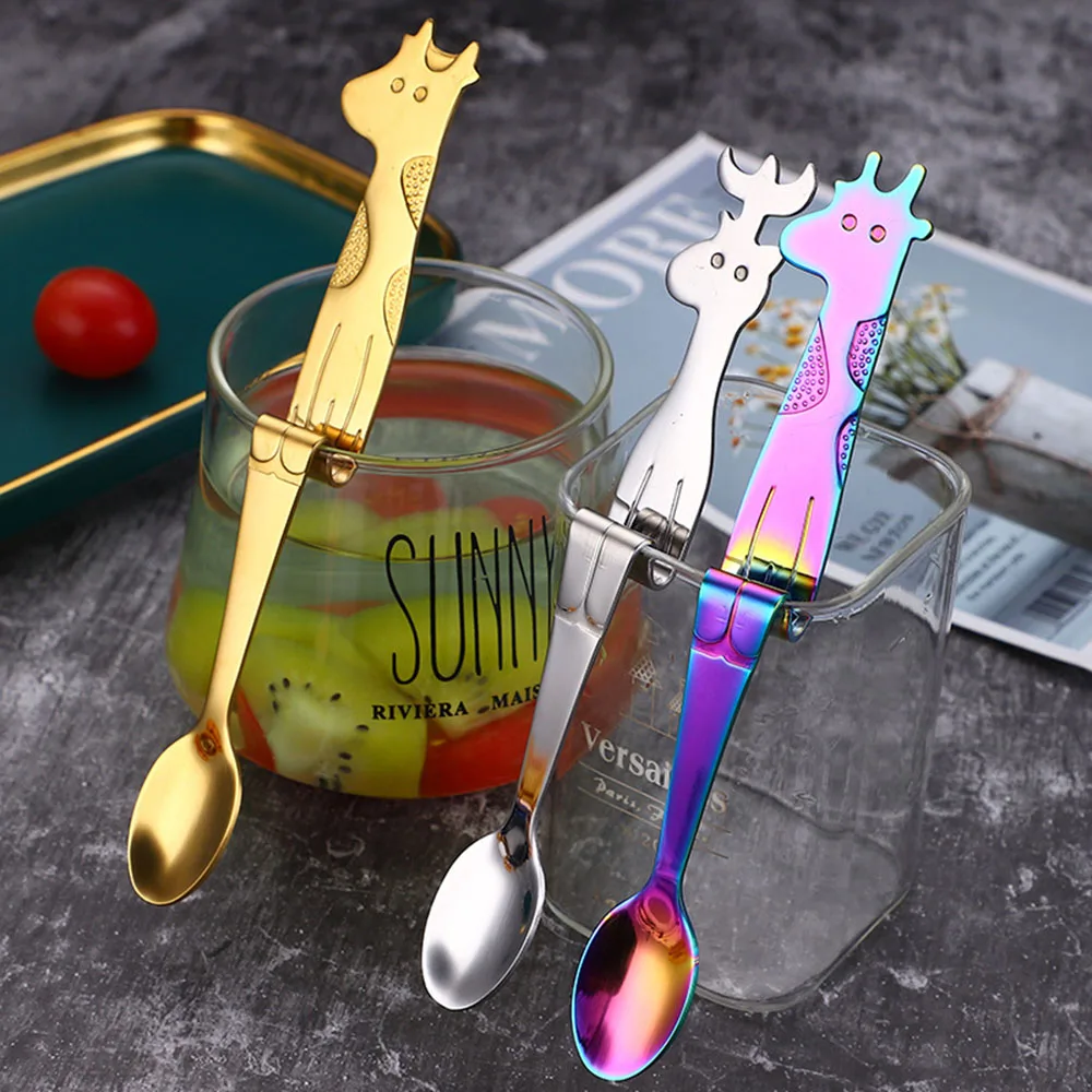 

3 Size/Set 304 Stainless Steel Coffee Scoops Creative Giraffe Tea Spoons Dessert Spoon Drinking Tools Cup Kitchen Accessories