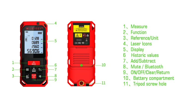 Mileseey S2/S8G Green Laser Rangefinder Digital Laser Distance Meter Laser Tape Measure Diastimeter Tool