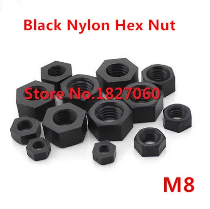 

500pcs M8 Black Nylon Hexagon Nuts Metric Thread Plastic Nut Insulation Hex Nuts Fastener