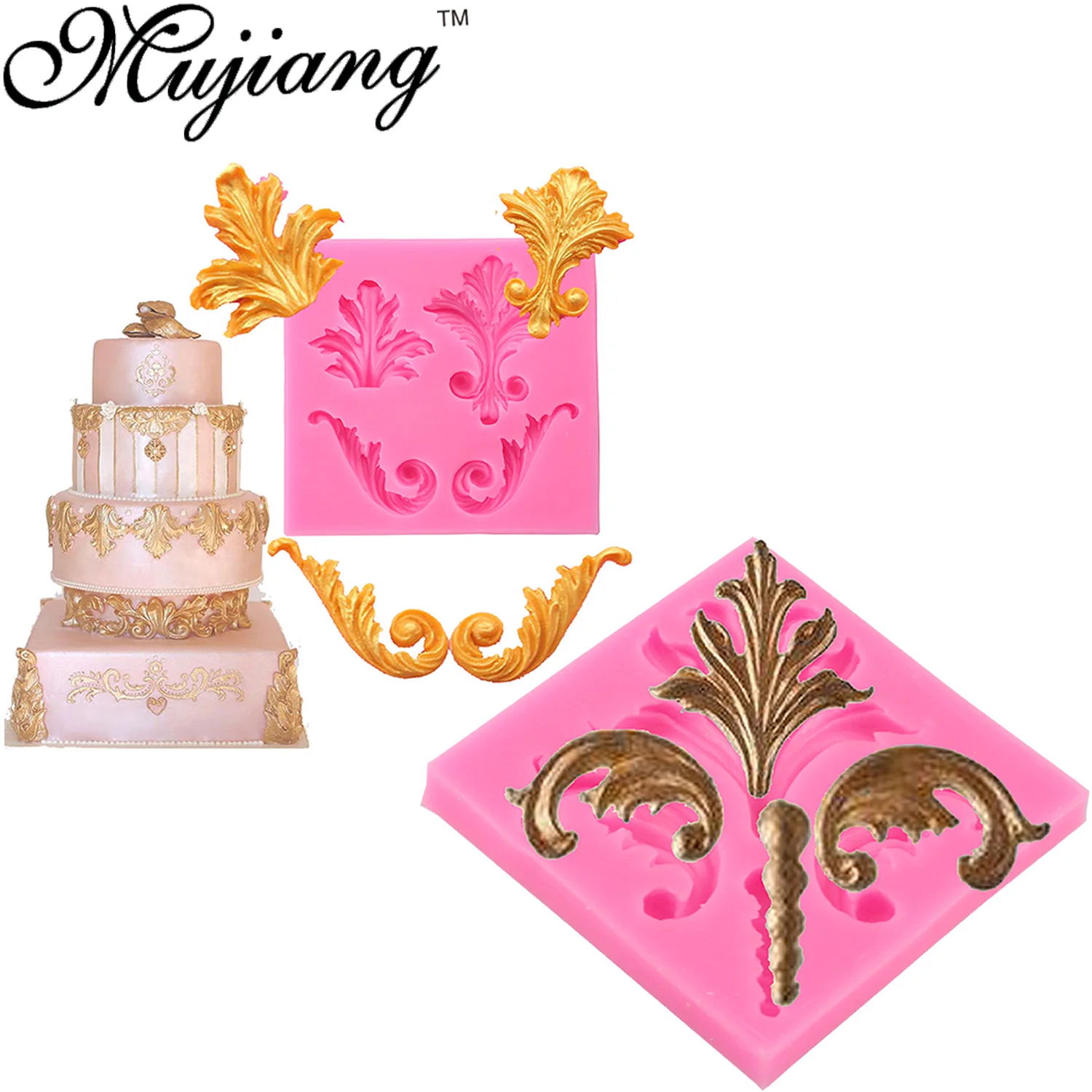 Mujiang DIY 2Pcs/Set Классический Ретро Рельефная Граница Силиконовые Формы Для Украшения Тортов Фонданта Шоколадной Глины Конфетной Выпечки.