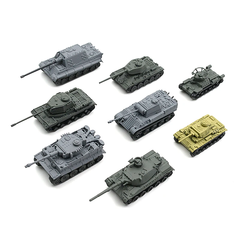 8 шт./компл. 1:144 Второй мировой войны танки 4D Сборная модель тигр т34 охотничий Танк сцена песочный стол Модель Мир танков коллекция
