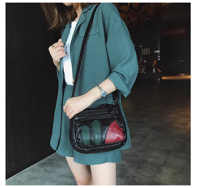 High Quality Mini Black Bag Women Very Soft Washed PU Leather Female Purses and Handbag Lady Small Messenger Bag for
