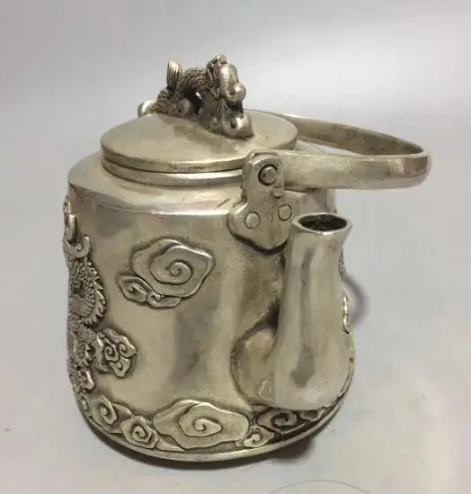 Коллекционный чайник из белой меди с драконом | Дом и сад