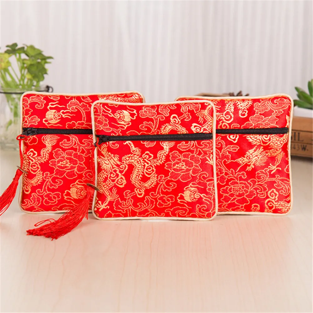 1 шт. шелковые ювелирные изделия китайский стиль монета кисточка сумка на молнии