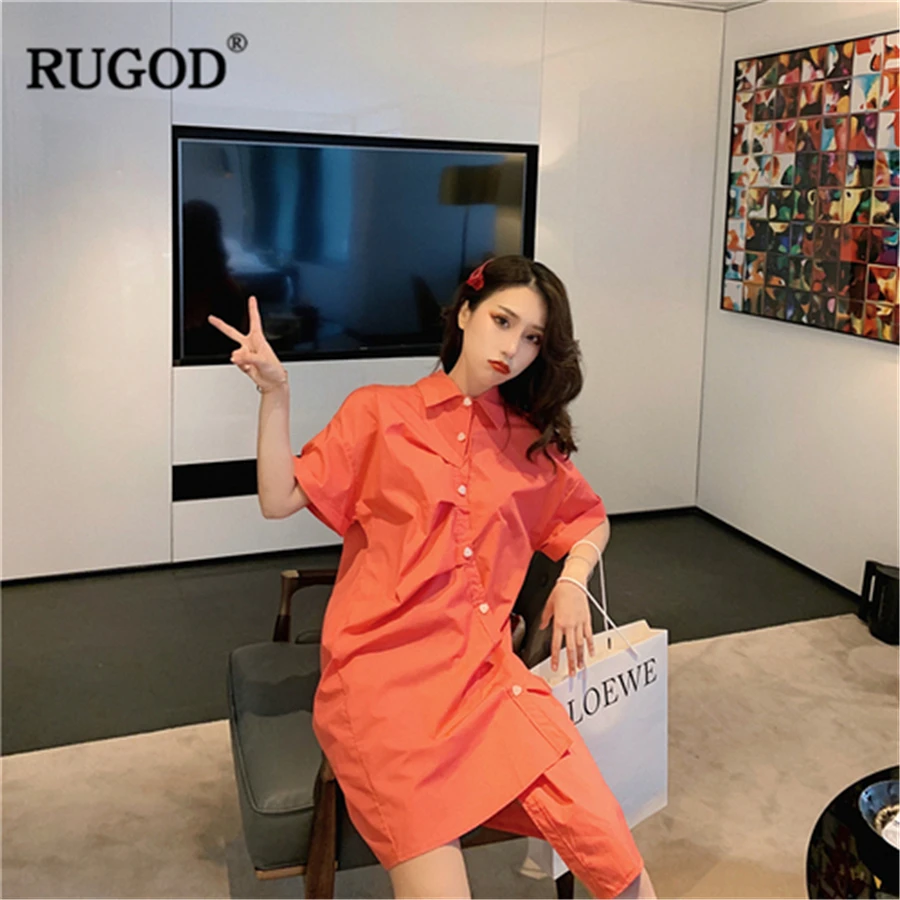 Женское асимметричное платье RUGOD однотонное облегающее с отложным воротником